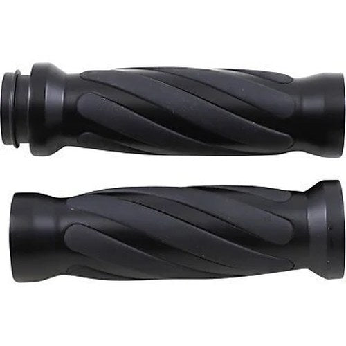 Drag Specialties 0630-2690 Matte Black Twisted Grips for Harley Electronic Tbw