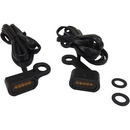 Drag Specialties Black Amber LED Handlebar Marker Lights for 04-21 Sportster