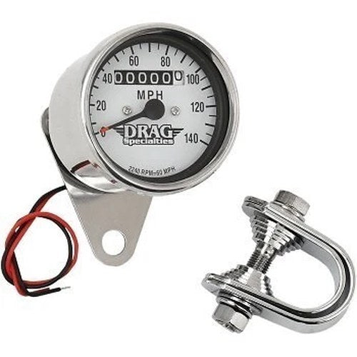 Drag Specialties DS-244136 White 2.4" Mini 2240:60 Mechanical Speedometer