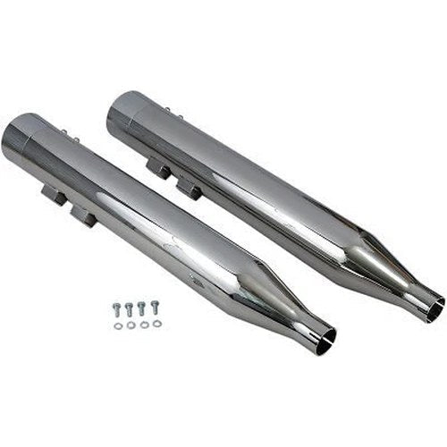 Bassani 4" Dnt Straight Can Mufflers Chrome w/ Chrome End Caps Touring 95-16