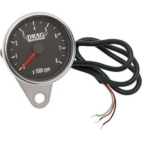 Drag Specialties 2211-0031 Black 2.4" Mini Electronic Tachometer 2:1 Ratio
