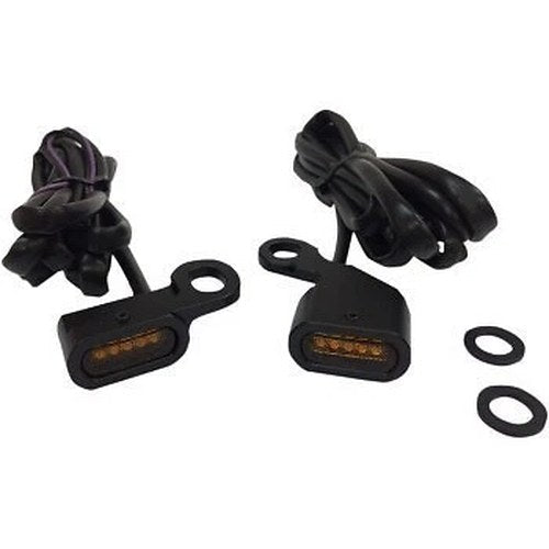 Drag Specialties Black Amber LED Handlebar Marker Lights for 96-14 Softail