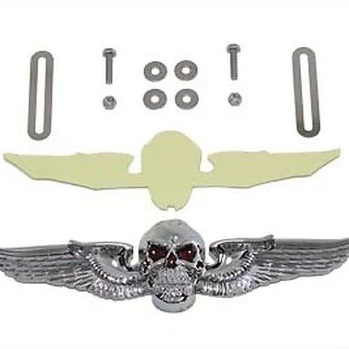 V-Twin 42-1530 Skull Wing License Plate Ornament