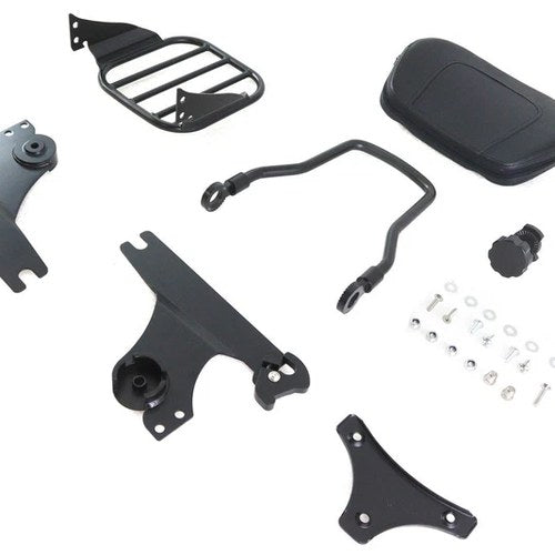 V-Twin 50-0027 Gloss Black Sissy Bar and Rack