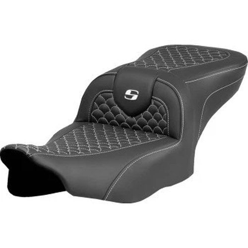 Saddlemen 823-07-20806 RoadSofa Seat White Dragon Scale Stitch for 23-24