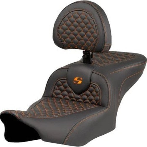 Saddlemen 823-07-208B3 RoadSofa Seat Orange Dragon Scale Stitch w/ Backrest