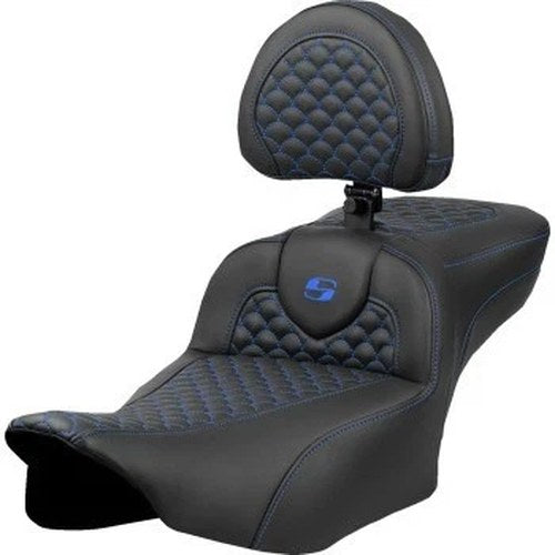 Saddlemen 823-07-209B1 RoadSofa Seat Extended Reach w Backrest Blue Scale Stitch