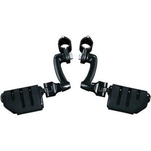 Kuryakyn 7599 Black 1-1/4" Highway Bar Longhorn Foot Peg Mount w/ Trident Dually