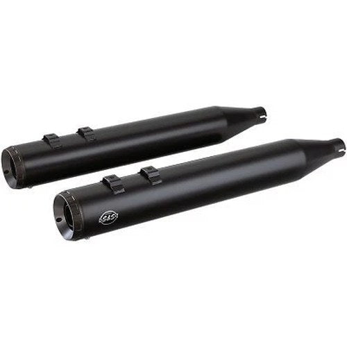S&S Black 4" Grand National Slip-On Mufflers for Harley Touring & Trike 95-16