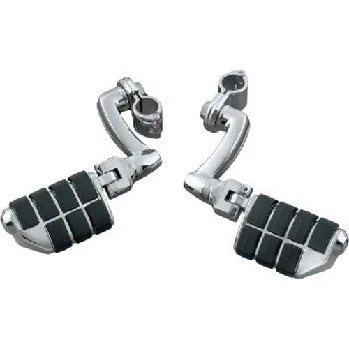 Kuryakyn 4575 Chrome 1-1/4" Highway Bar Longhorn Foot Peg Mount w/ Iso Dually
