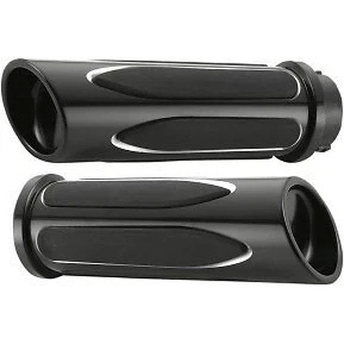 Arlen Ness 07-051 Black Deep Cut Comfort Series Grips - Harley Cable Op Throttle