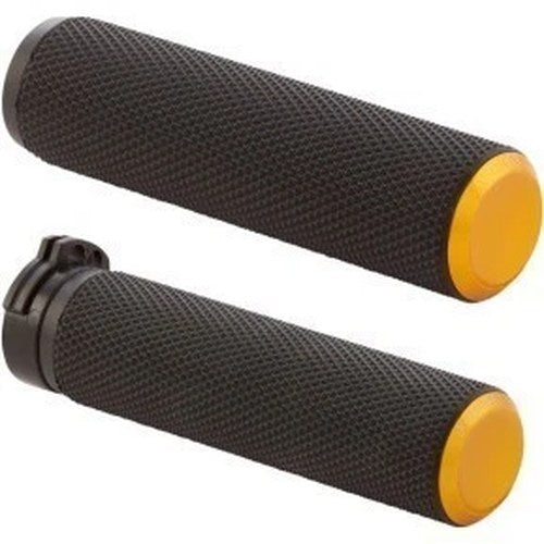 Arlen Ness 07-337 Gold Fusion Knurled Hand Grips for Harley Cable Op Throttle