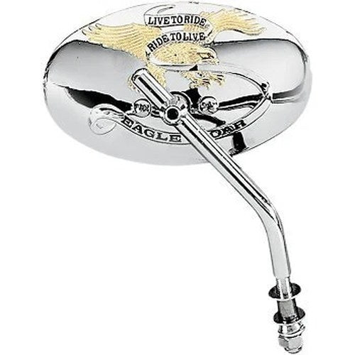 Drag Specialties Chrome & Gold Eagle 6" Oval Mirror for Harley (Sold Each)