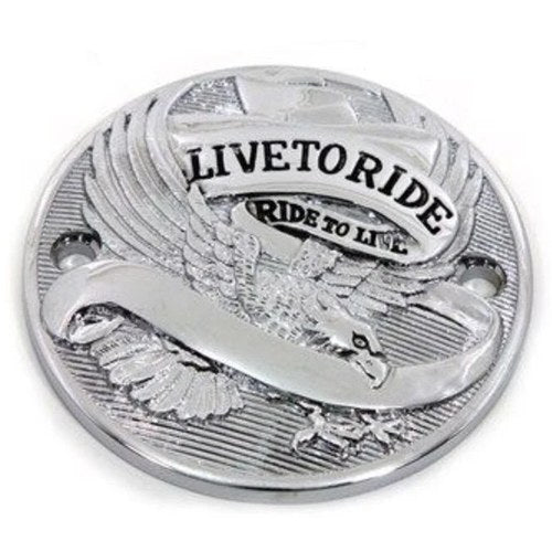 V-Twin 42-0106 Live to Ride Eagle Chrome Timer Points Cover for Evo & Sportster