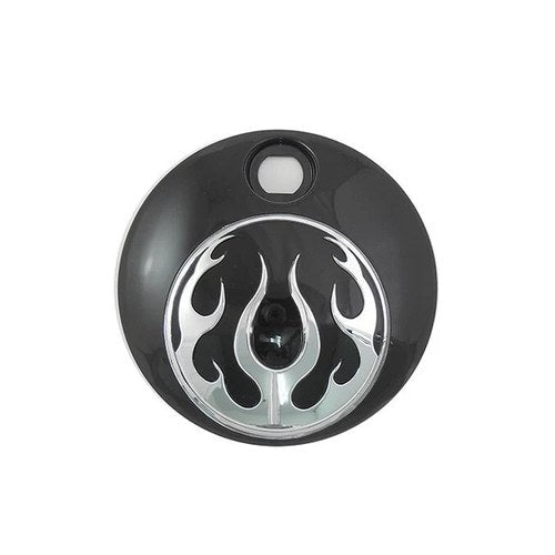 V-Twin 38-0604 Black Chrome Flames Fuel Tank Console Door for 08-23 Touring