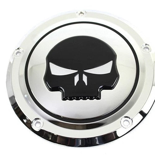V-Twin 42-0269 Chrome 5 Hole Skull Derby Cover for Touring 16-23
