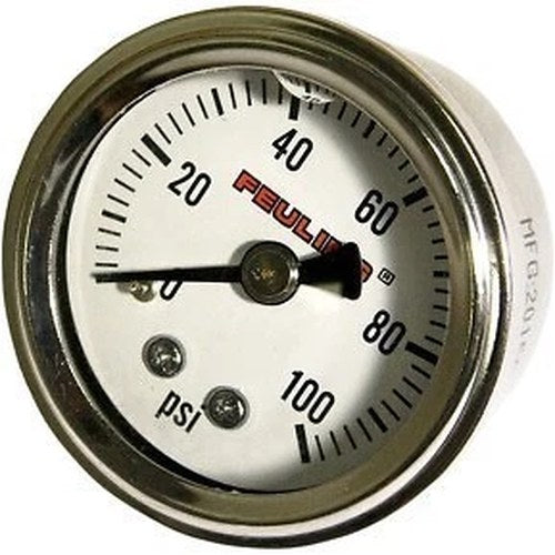 Feuling 9042 White Face 1.5" Oil Pressure Gauge with Back Port