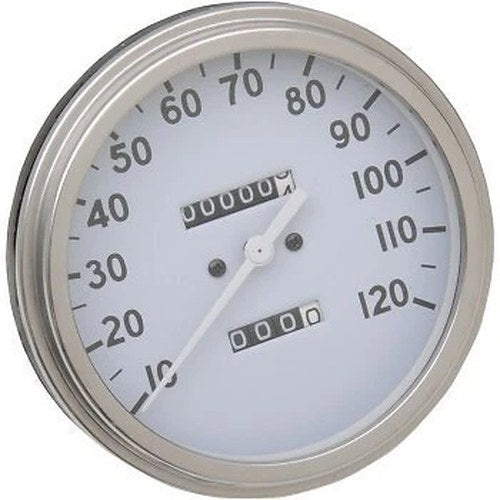 Drag Specialties DS-243877 White 5" FL-Style 2240:60 Speedometer for 36-40