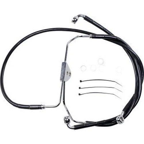 Drag Specialties 1741-2510 Extended Length Black Vinyl Brake Line Kit +4"