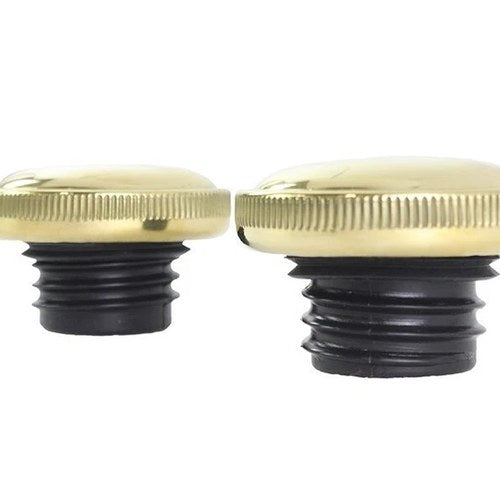 V-Twin 38-1245 Brass Ratcheting Style Dual Screw-In Gas Cap Set for 83-95 Harley