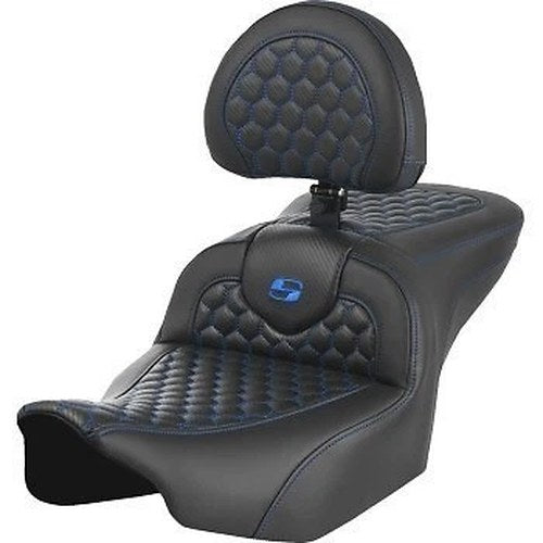 Saddlemen 823-07-189B1 Honeycomb Roadsofa™ Seat- Blue Stitch - FLTR/FLHX '23-'24