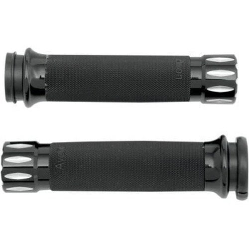 Avon Grips CC-86-AN-FL-RIV Black Rival Custom Hand Grips for 1" Cable Op Harley