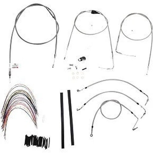 Burly Brand B30-1082 Stainless Braided Handlebar Cable/Brake Kit for 14" Apes