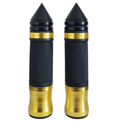 Yamaha R1 R3 R6 Black Grips 1999-2020 2021 Gold Comfort Hand Spiked Bar Ends 7/8