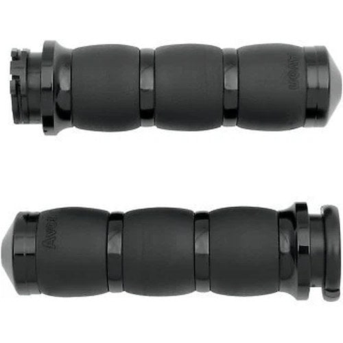 Avon AIR-96 Black 3-Ring Velvet Air Hand Grips for Harley Cable Op Throttle
