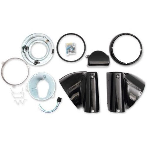 Drag Specialties 2001-1482 Gloss Black Nacelle Kit for 7" Headlights Harley