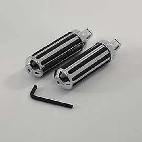 V-Factor 24030 Chrome Rubber Rail Small Passenger Foot Pegs - Harley Male Mount