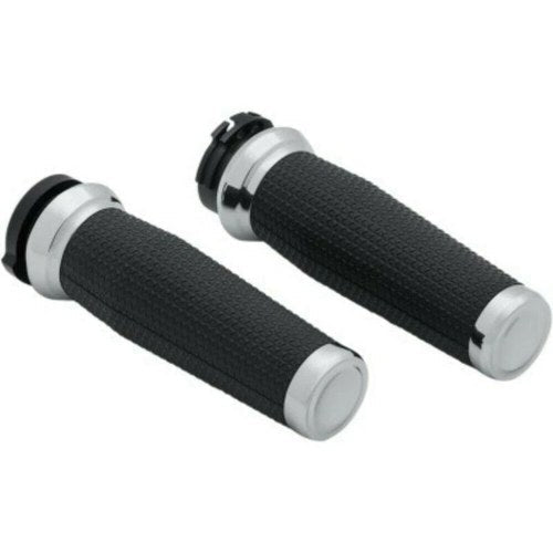 Kuryakyn 5940 Chrome Thresher Hand Grips For Harley 1" Cable Operated Throttle