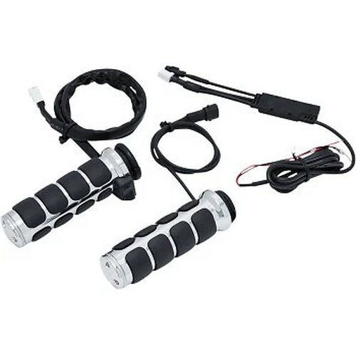 Kuryakyn 6470 Chrome Heated Iso Hand Grips for Harley Electronic Throttle