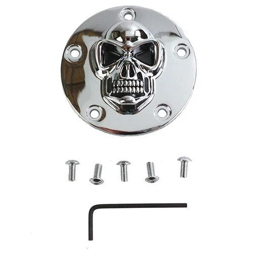 V-Twin 42-0075 Chrome Skull Timer Points Ignition Cover for Twin Cam