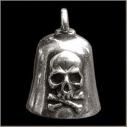 Pewter Motorcycle Gremlin Bell Skull & Crossbones Made in the Usa