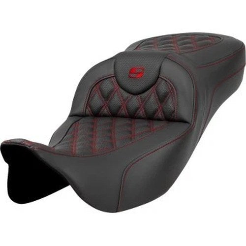 Saddlemen 808-07B-18404 RoadSofa Seat Extended Reach Red Stitch - 08-24 Touring