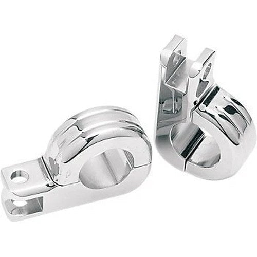 Drag Specialties 1611-2123 Chrome Two-Piece Footpeg Clamps for 1-1/4" Bar