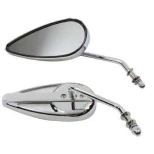 V-Twin 34-0330 Chrome Tear Drop Mirrors for 65-25 Harley Sportster Dyna Softail