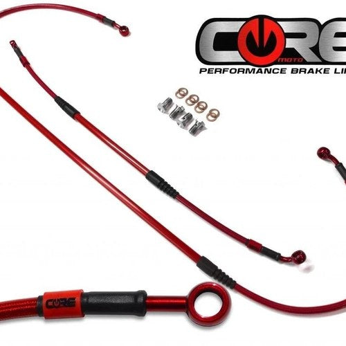 Honda XR650L Brake Lines 1993-2024 2025 2026 Front Rear Red Braided Steel Kit