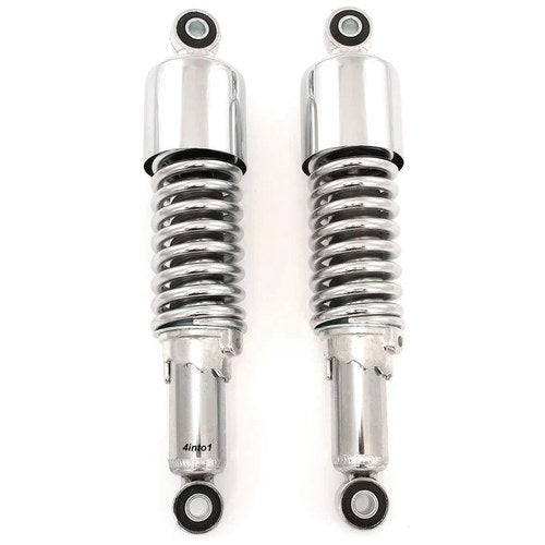 Chrome Shorty Rear Motorcycle Shocks 290mm 11 3/8" Honda Suzuki Yamaha Lower Eye