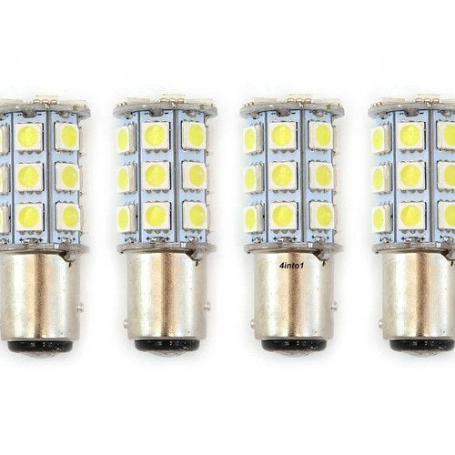 Set of 4 - LED Bulbs - 27 Smd - 1157 - White - RV Camper Car Truck Motorcycle