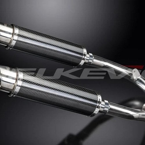 Delkevic 14" Carbon Fiber Round Mufflers Slip On - Honda RVT1000R 2000-2001
