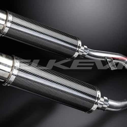 Delkevic 14" Carbon Round Slip On Mufflers - Yamaha FJR1300 2006-2021 Exhaust