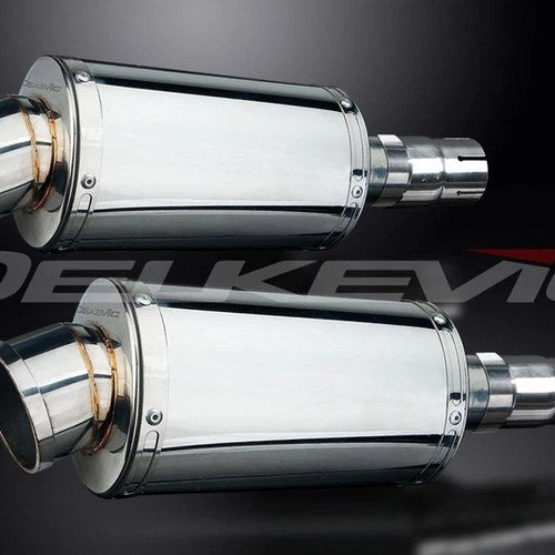 Delkevic 9" Stainless Oval Slip-On Mufflers - Triumph Legend TT - 99-01 Exhaust