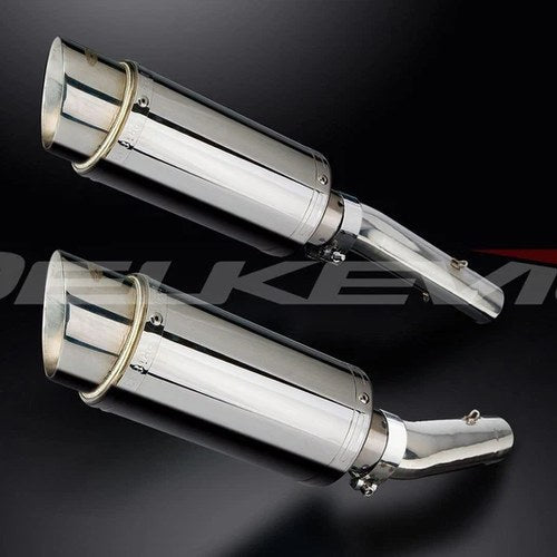 Delkevic 8" Stainless Round Mufflers - Aprilia Rsv 1000 R Factory 03-10 Exhaust