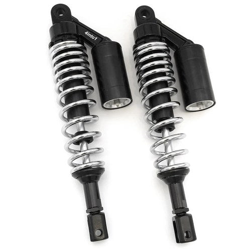 Black & Chrome Remote Reservoir Shocks - Eye To Clevis - 350-360mm for Honda