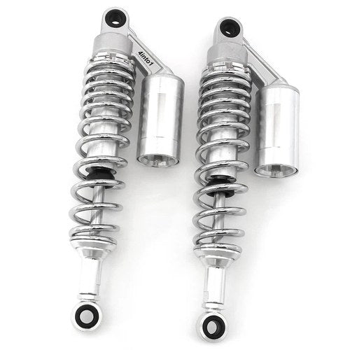 Silver & Chrome Remote Reservoir Rear Air Shocks - 340mm - 350mm 13.5" Yamaha