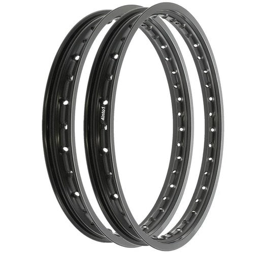 Rising Sun Black Aluminum Rim Set - Honda C105T CA105T Trail 55 - 1962 - 1965