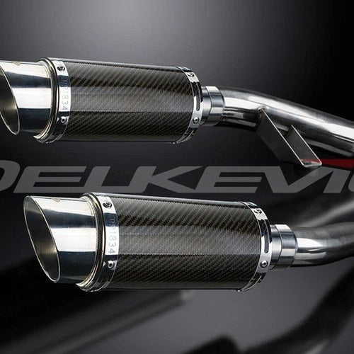 Delkevic 8" Carbon Fiber Round Mufflers - Triumph Trophy 1200 - 95-03 Exhaust