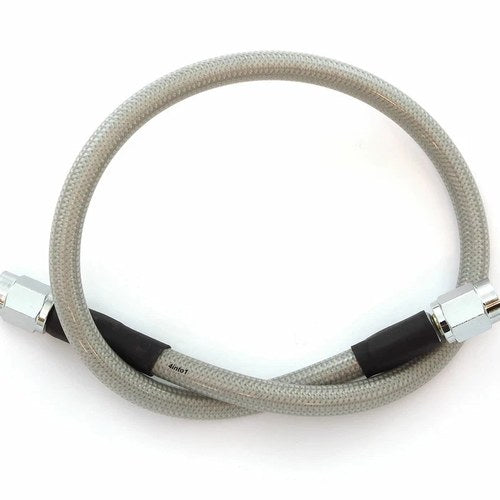 AN3 Clear Stainless Steel Braided Brake Line - Chrome Plated Ends - 17"